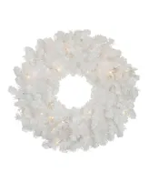 Northlight Pre-Lit Snow White Artificial Christmas Wreath - 24-Inch Clear Lights