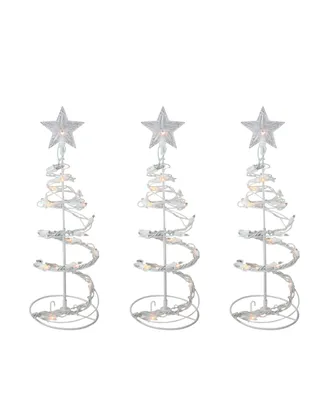 Northlight Set of 3 Clear Lighted Spiral Cone Walkway Christmas Trees Outdoor Decorations 18"