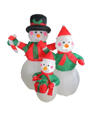 Northlight 4' Inflatable Snowman Family Lighted Christmas Yard Art Decoration