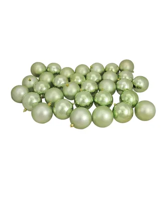 Northlight 32ct Celadon Green Shatterproof Matte and Shiny Christmas Ball Ornaments 3.25" 80mm