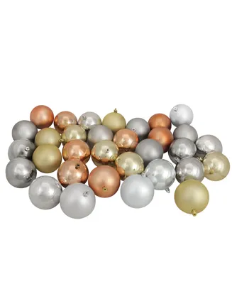 Northlight 32ct Silver/Champagne Gold/Almond/Pewter Gray Shatterproof Christmas Ball Ornaments 3.25"