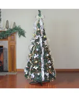 Northlight 6' Pre-Lit Silver and Gold Decorated Pop-Up Artificial Christmas Tree - Clear Lights