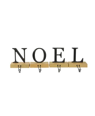 Northlight Set of 4 Metal and Wood Noel Christmas Stocking Holder