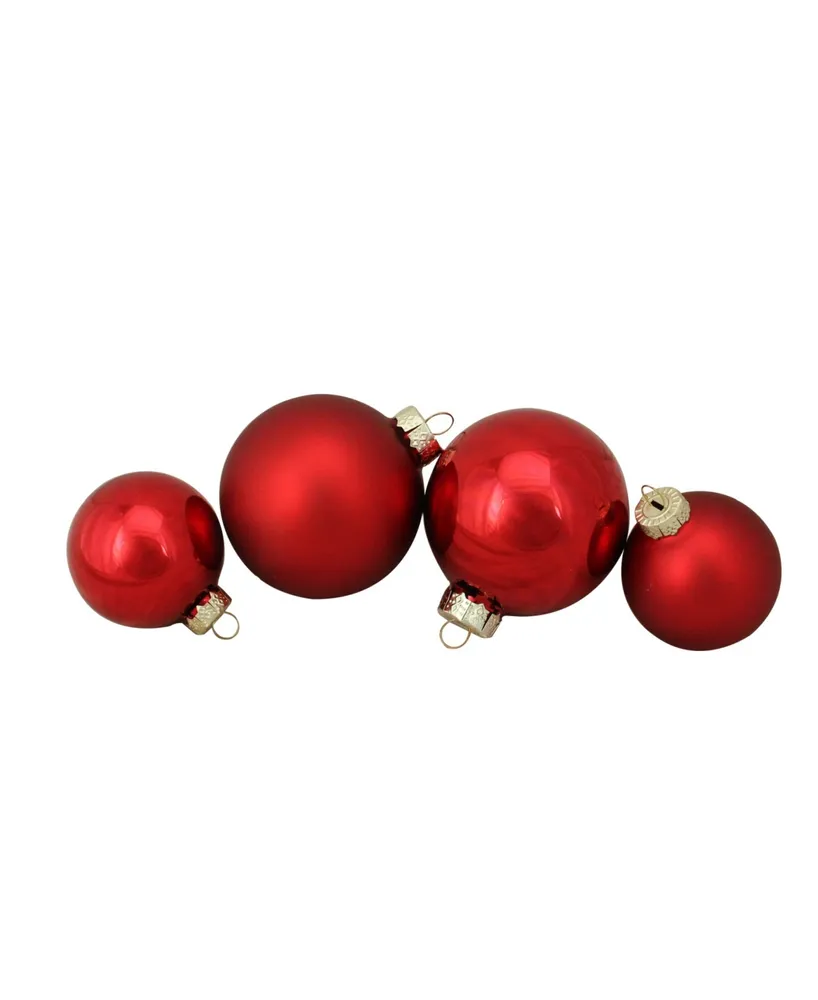 Northlight 96ct Shiny and Matte Red Glass Ball Christmas Ornaments 2.5-3.25" 80mm