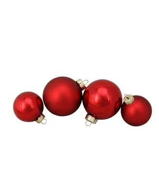 Northlight 96ct Shiny and Matte Red Glass Ball Christmas Ornaments 2.5-3.25" 80mm