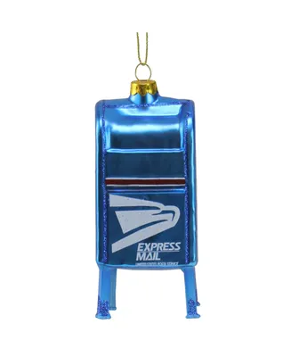 Northlight 5" Blue and White Usps Post Office Mailbox Glass Christmas Ornament