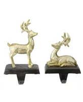 Northlight Set of 2 Gold Reindeer Glittered Christmas Stocking Holders 8.5"