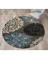 Main Street Rugs Alba Alb303 Gray 6'6" Round Area Rug