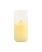 Lumabase 8" Battery Operated Realistic Flame Led Wax Candle in Glass Holder