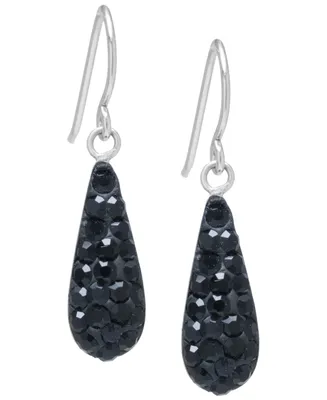 Pave Crystal Teardrop Earrings Sterling Silver. Available Clear, Black, Blue, Multi, Purple or Red