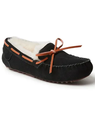 Fireside By Dearfoams Women's Victoria Genuine Shearling Moccasin Slipper