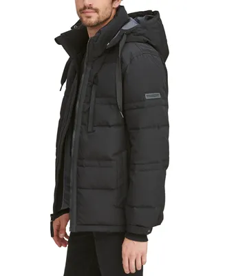 Marc New York Men's Huxley Crinkle Down Jacket with Removable Hood