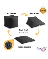 Loungie Magic Pouf Upholstered Convertible Beanbag Ottoman