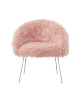 Inspired Home Ana Faux Fur Accent Chair with Metal Legs