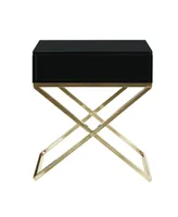 Inspired Home Gekko Lacquer Nightstand with Metal X-Legs