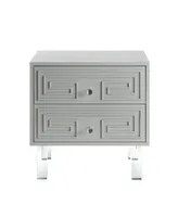 Inspired Home Aristotle 2-Drawer Lacquer Lucite Leg Nightstand