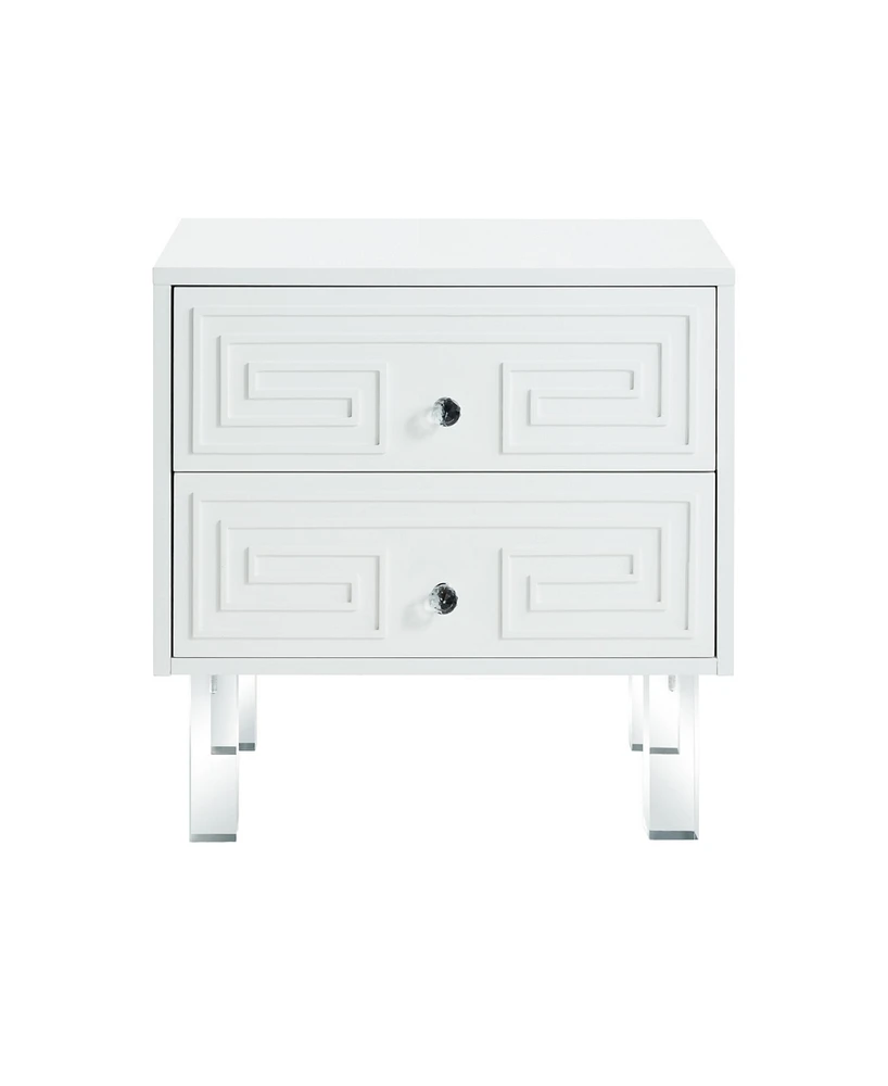 Inspired Home Aristotle 2-Drawer Lacquer Lucite Leg Nightstand