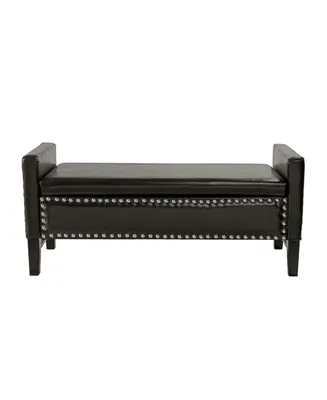 Inspired Home Columbus Button Tufted Storage Bench with Nailhead Trim