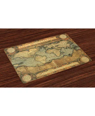 Ambesonne World Map Place Mats, Set of 4