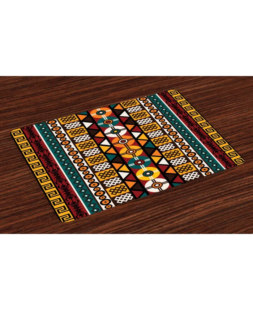 Ambesonne Kente Pattern Place Mats, Set of 4