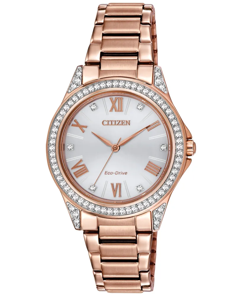 Drive From Citizen Eco-Drive Women's Rose Gold-Tone Stainless Steel Bracelet Watch 34mm