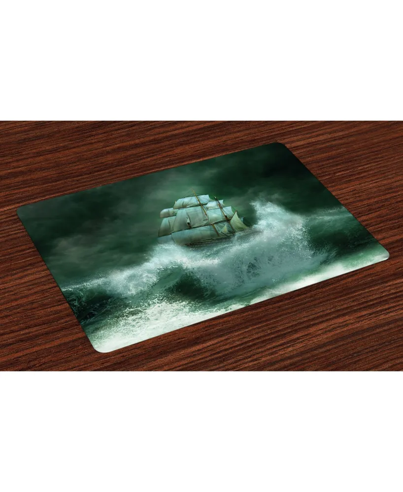 Ambesonne Pirate Ship Place Mats, Set of 4