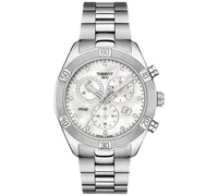 Tissot Women's Swiss Chronograph T-Classic Pr 100 Diamond (1/20 ct. t.w.) Gray Stainless Steel Bracelet Watch 38mm