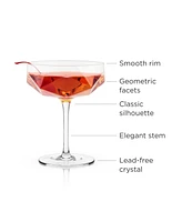 Viski Raye Faceted Crystal Coupe, Set of 2, 7 Oz