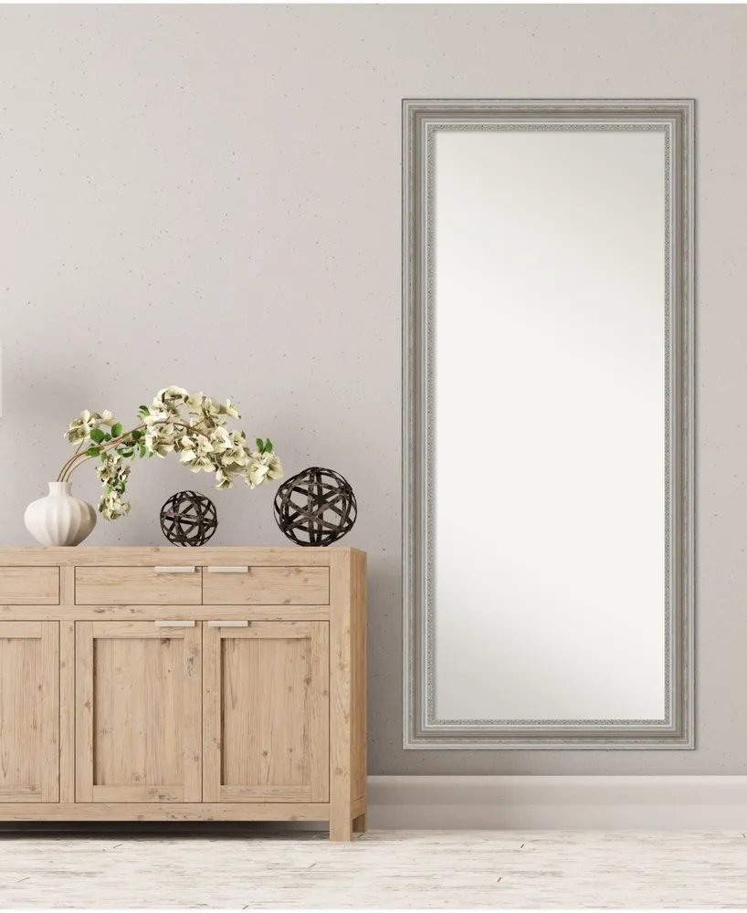 Amanti Art Parlor Silver-tone Framed Floor/Leaner Full Length Mirror, 29.5" x 65.50"