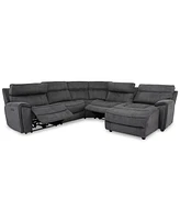 Hutchenson 5-Pc. Fabric Chaise Sectional with 2 Power Recliners