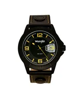 Wrangler Men's Black Polyurethane Strap Watch, 48MM