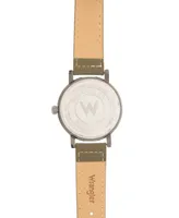 Wrangler Men's Watch, 50MM Antique Grey Case with Charcoal Dial, White Arabic Numerals, with White Hands, Green Strap with White Stitching, Over Sized