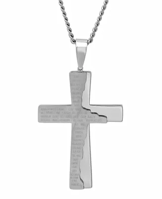 Macy's Men's The Lord's Prayer Distressed Tablet Cross Pendant Necklace