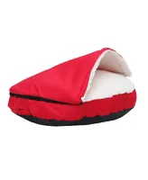 Happycare Textiles Durable Oxford to Sherpa Pet Cave and Round Bed with Removable Top Insert