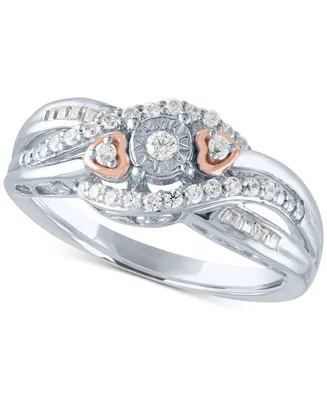 Diamond Promise Ring (1/4 ct. t.w.) in Sterling Silver & 14k Rose Gold-Plate