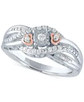 Diamond Promise Ring (1/4 ct. t.w.) in Sterling Silver & 14k Rose Gold-Plate