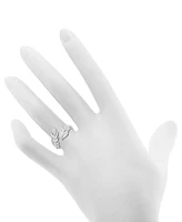 Essentials Cubic Zirconia Leaf Open Silver Plate Ring