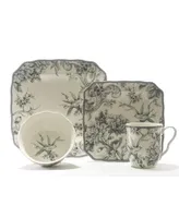 222 Fifth Adelaide Grey 16 Piece Dinnerware Set Square