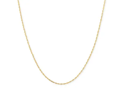 14k Yellow Gold Necklace, 20" Light Rope Chain (1mm)
