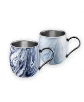 Thirstystone by Cambridge 20oz Navy and Light Blue Swirl Moscow Mule Mugs - Set of 2