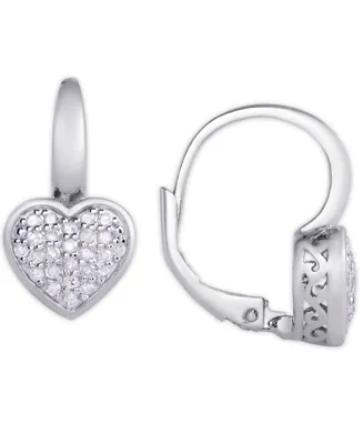 Diamond 1/4 ct. t.w. Heart Leverback Earrings in Sterling Silver