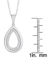 Diamond 1/3 ct. t.w. Teardrop Outline Pendant Necklace in Sterling Silver