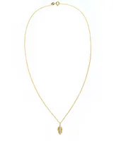 Diamond 1/10 ct. t.w. Leaf Pendant Necklace in 14K Yellow Gold over Sterling Silver