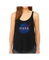 La Pop Art Women's Premium Word Art Flowy Tank Top- Nasa's Most Notable Missions