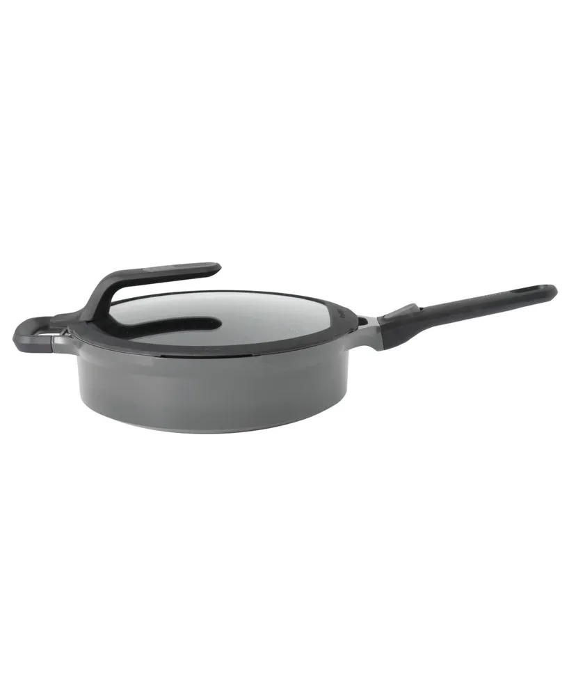 BergHOFF Gem 11" Stay-Cool Saute Pan 4.9Qt., Detachable Handle, Gray, Glass Lid