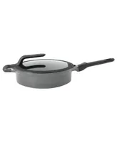 BergHOFF Gem 11" Stay-Cool Saute Pan 4.9Qt., Detachable Handle, Gray, Glass Lid