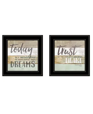 Trendy Decor 4U Trust in the Lord 2-Piece Vignette by Marla Rae, Black Frame, 15" x 15"