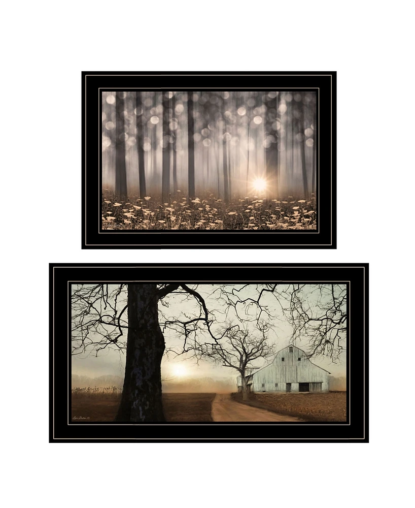 Trendy Decor 4U Enchanted Sunrise 2-Piece Vignette by Lori Deiter, Black Frame, 27" x 15"