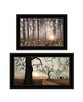 Trendy Decor 4U Enchanted Sunrise 2-Piece Vignette by Lori Deiter, Black Frame, 27" x 15"