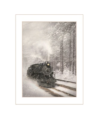 Trendy Decor 4U Snowy Locomotive by Lori Deiter, Ready to hang Framed Print, White Frame, 14" x 18"